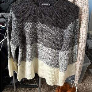 Cozy Black and Cream Striped Sweater